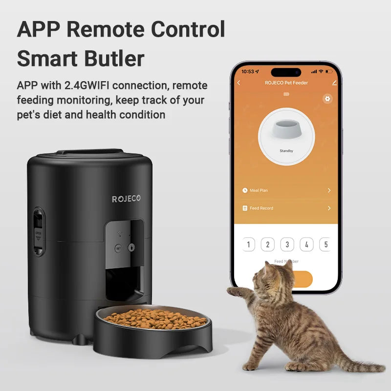 ROJECO Automatic Cat Feeder 2L Smart WiFi App Remote Control