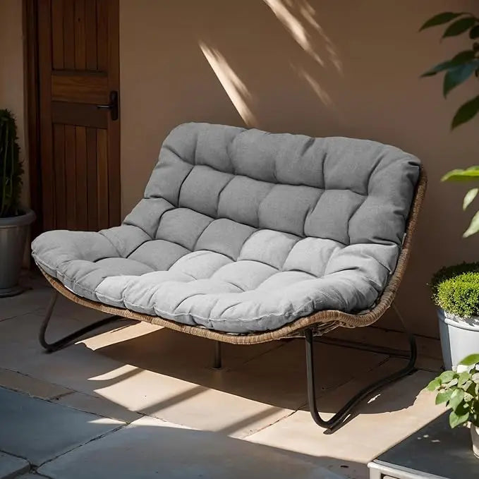 HUANZHUANG Outdoor Loveseat Boho Rattan Patio Couch