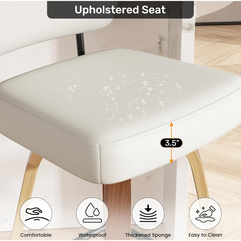 Tongyue Swivel Bar Stools Set 2 Upholstered Faux Leather