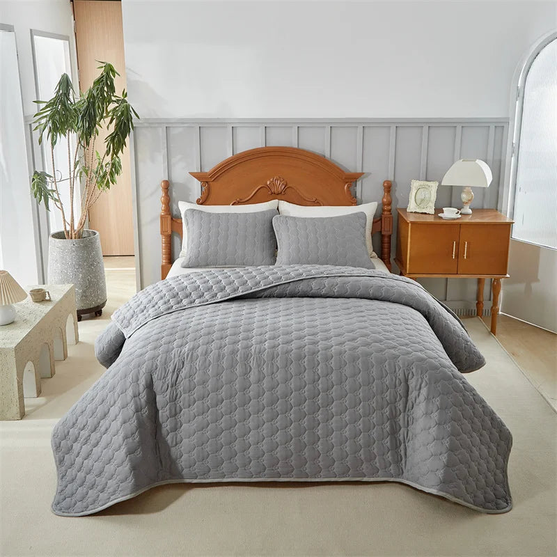 NONECN Lightweight Polyester Cotton Bedspread Coverlet Set With Pillow Shams