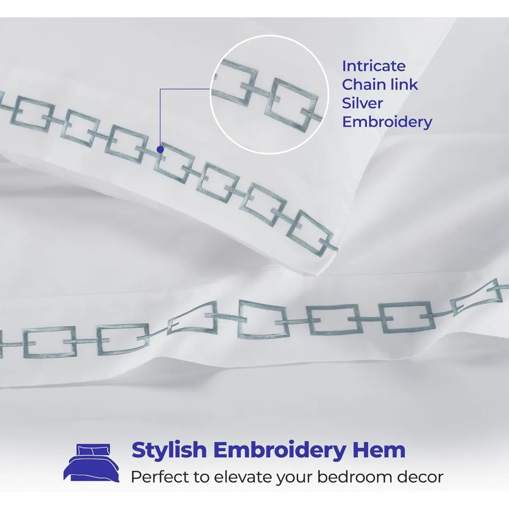 Polyester Cotton Bed Sheet Set With Deep Pocket Fitted Sheet And Pillowcases