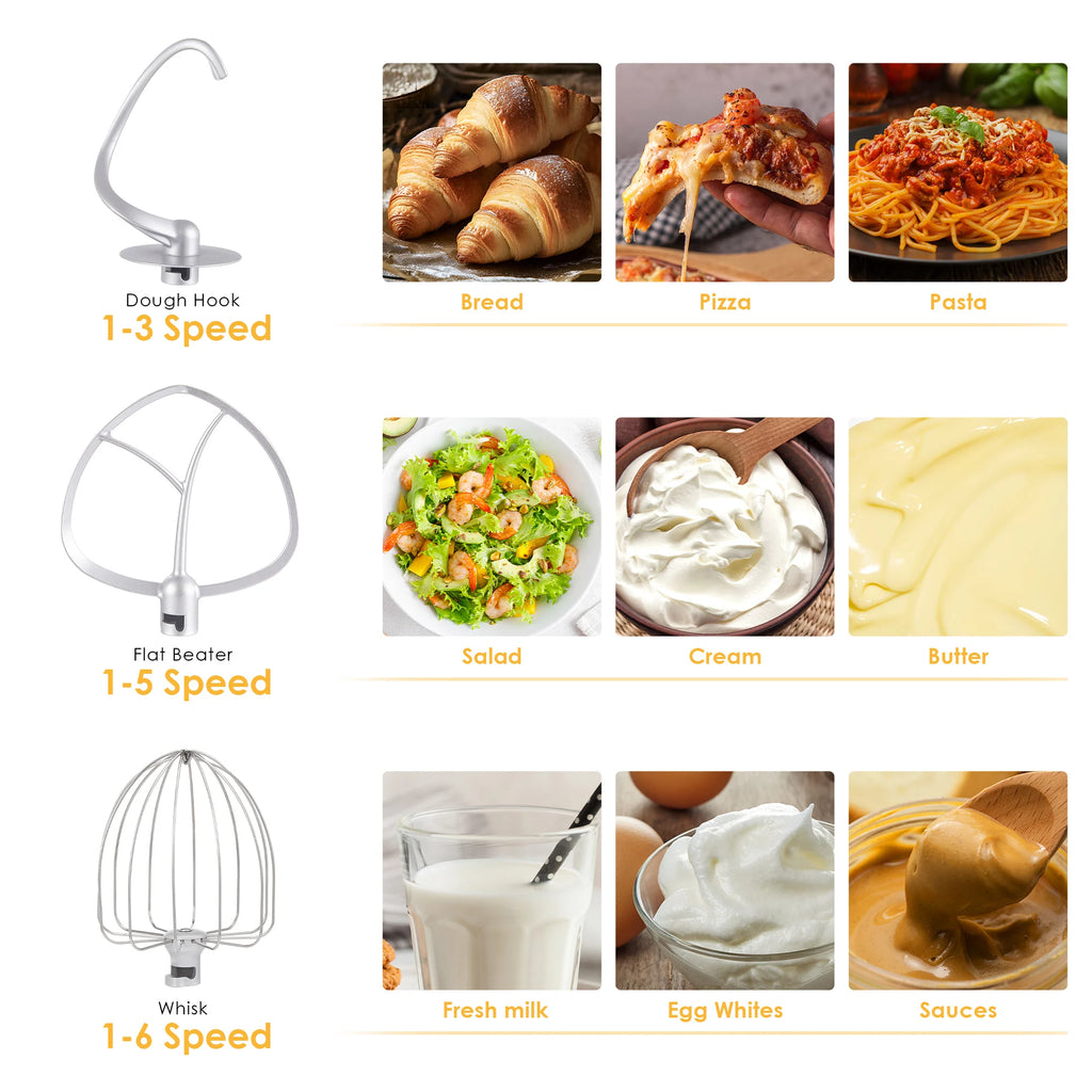 Biolomix 6 Speed 1200W Stand Mixer TiltHead