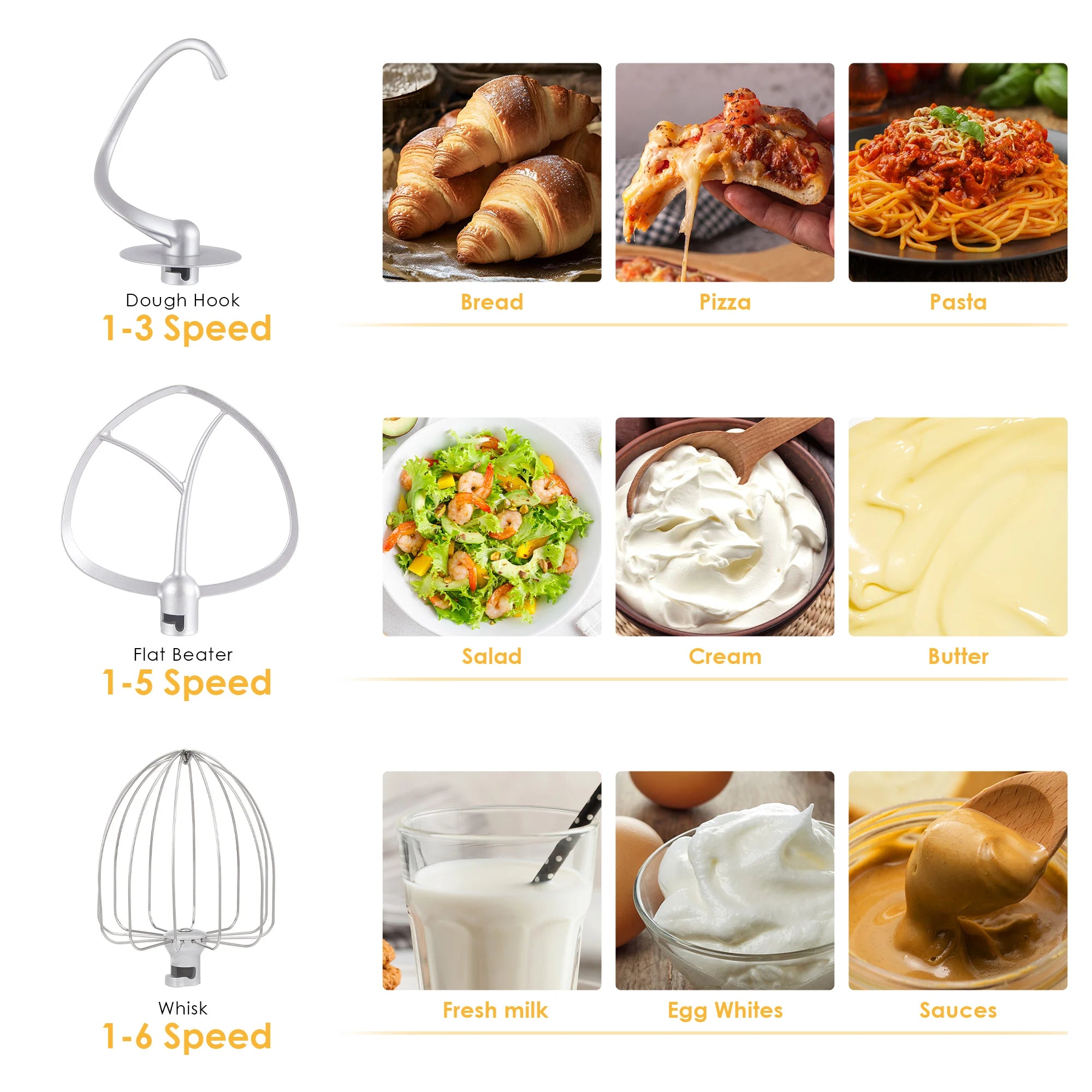 Biolomix 6 Speed 1200W Stand Mixer TiltHead