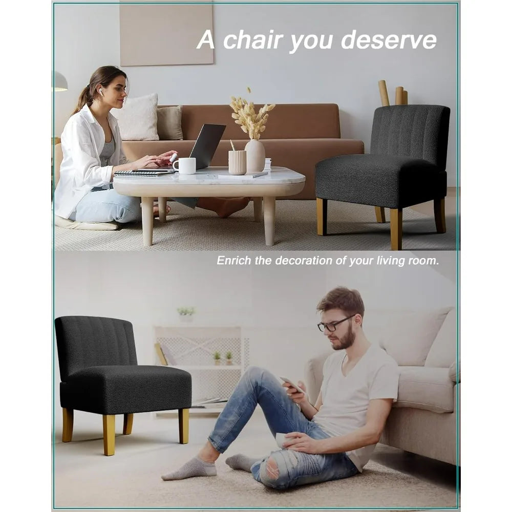 Accent Chairs Set Of 2 Modern Slipper Chairs With Wood Legs