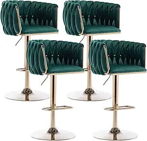 DAFIFY Velvet Swivel Bar Stools Set 4 Adjustable Counter
