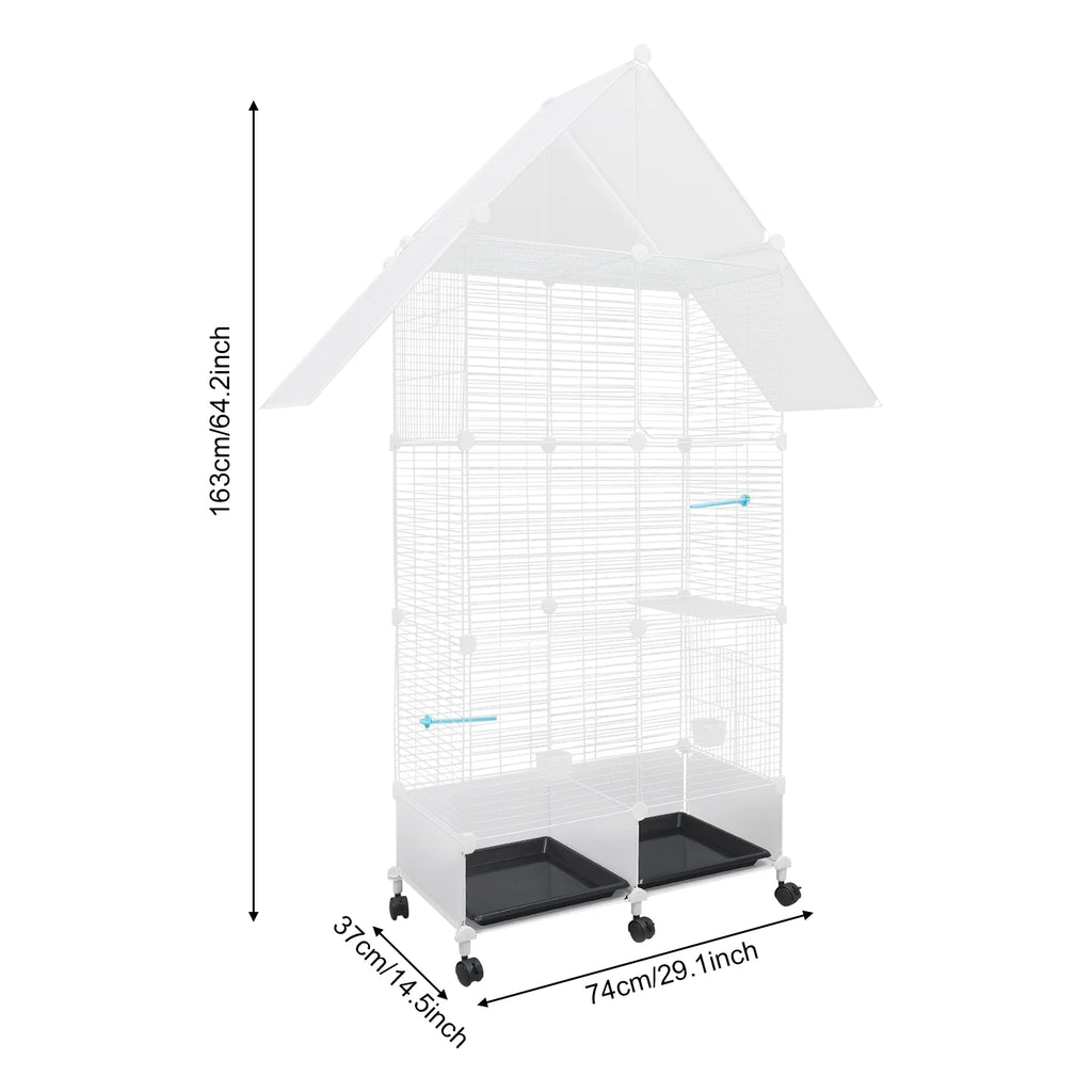 Large Bird Cage With Wheels Perches And Feeding Doors