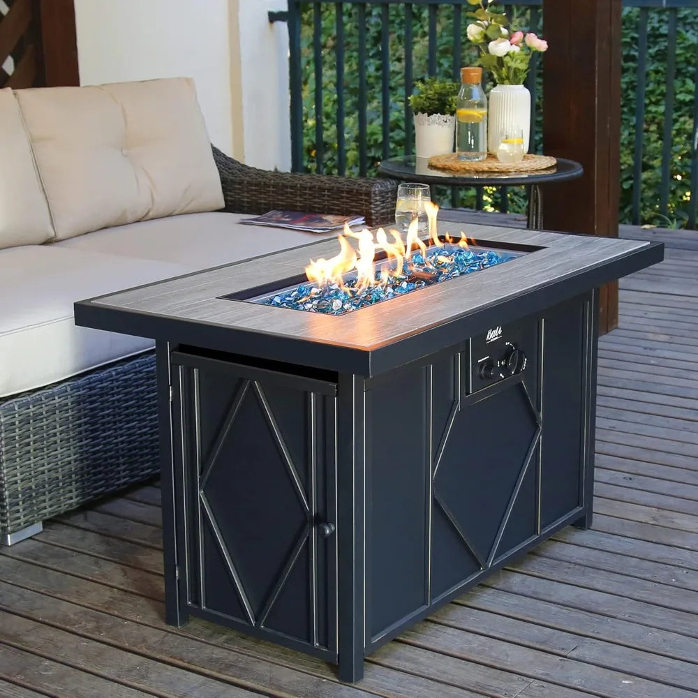Rectangular Propane Gas Fire Pit Table For Outdoor Patio Backyard 60,000 BTU
