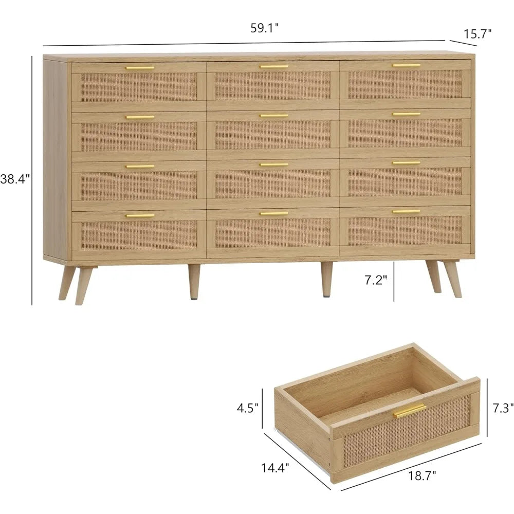 ZHIYONG 12 Drawer Dresser Modern Wooden Chest With Handles
