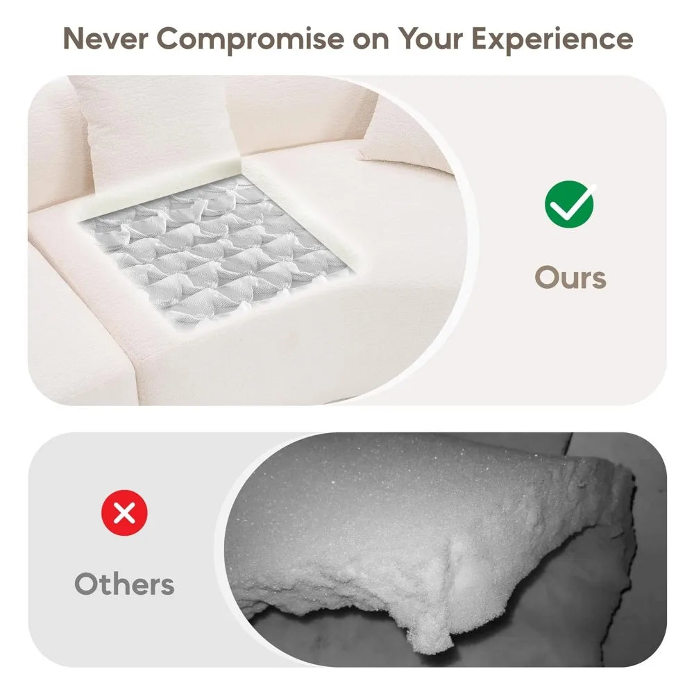 110‘’ Boneless Curved Sofa, Modern Cloud 4-Seater Floor Couch, Minimalist Compression Sofa for Living Room, Customized