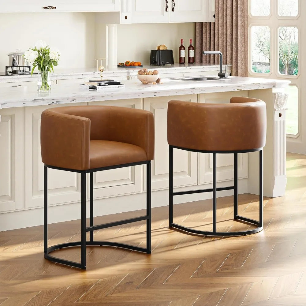 Tongyue Modern Barrel Counter Bar Stools Set Of Two