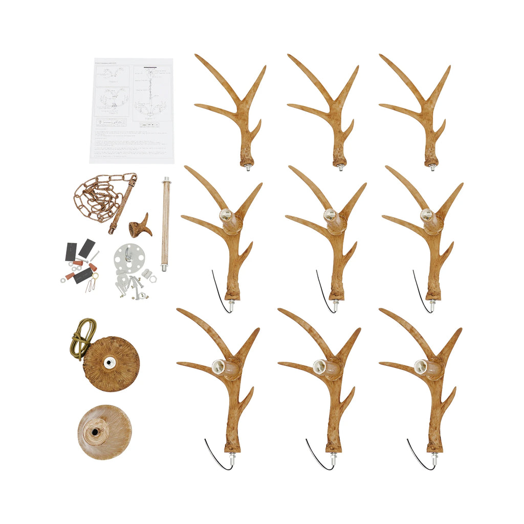 Retro Antler Chandelier Light Deer Horn Pendant Lamp For Restaurant