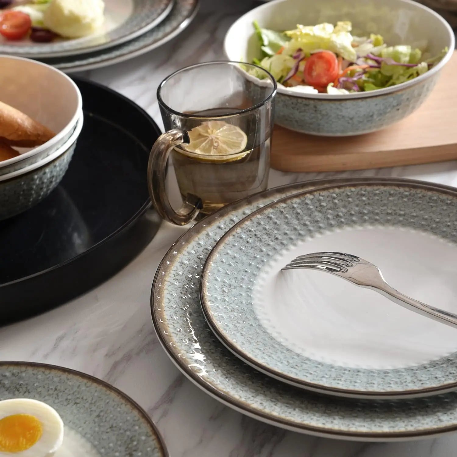 Melamine Dinnerware Sets 12pc For 4 Unbreakable Dishwasher Safe