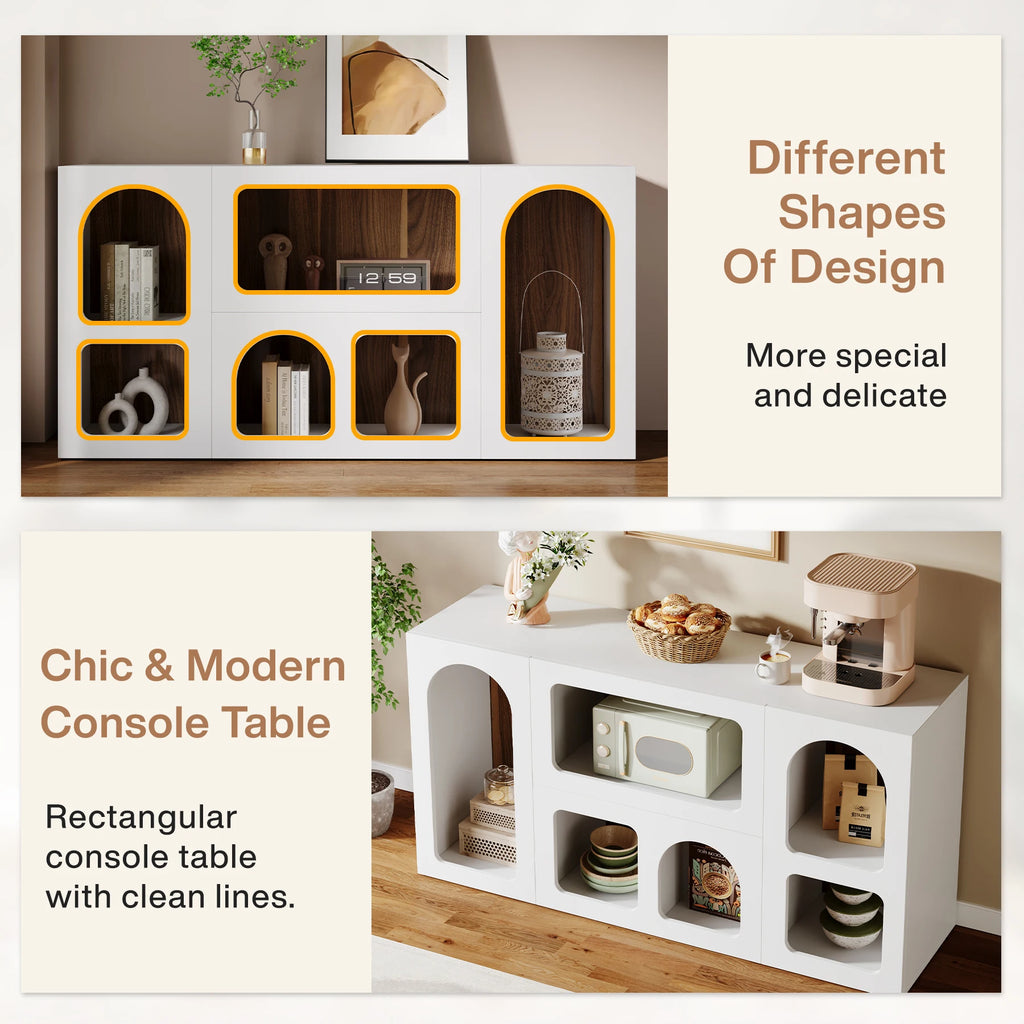 Tribesigns Modern Console Table With 6 Storage Compartments Entryway