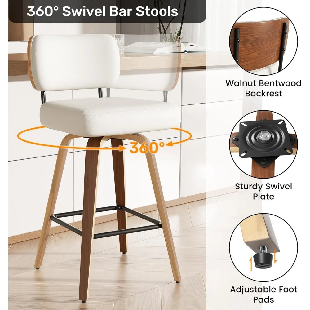 Tongyue Swivel Bar Stools Set 2 Upholstered Faux Leather
