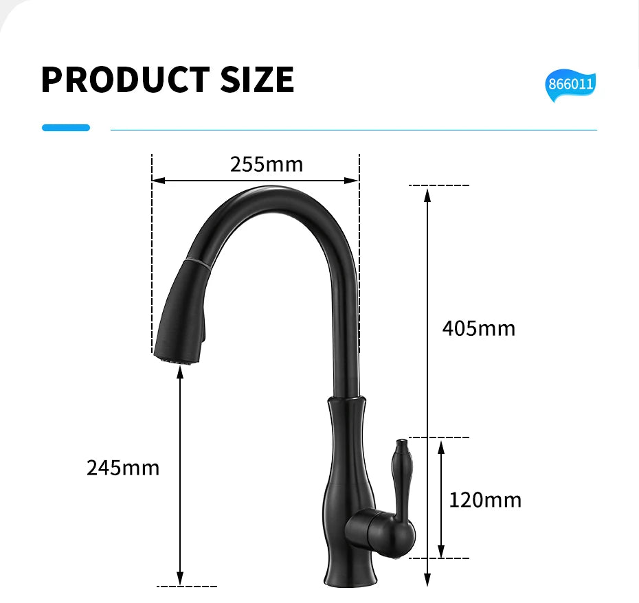 WANFAN Kitchen Faucet Pull Out Single Handle Water Mixer 866011