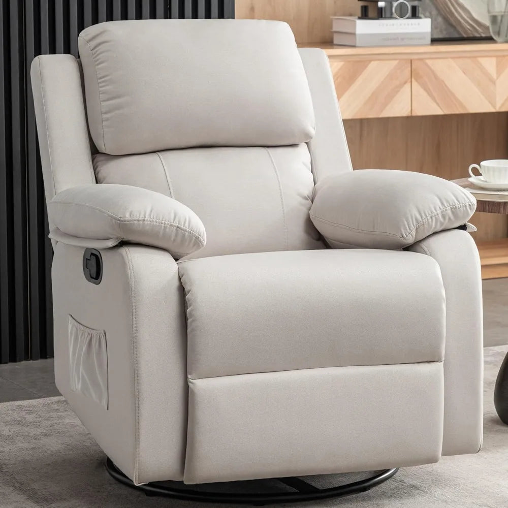 360 Swivel Rocker Chair Upholstered Glider Recliner For Adults