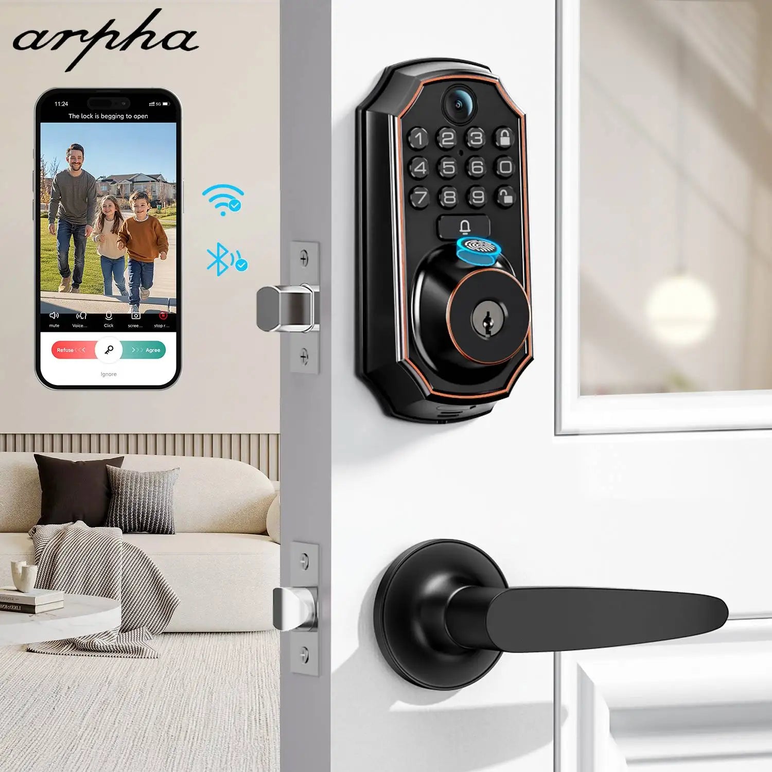 Arpha D289L Smart Lock WiFi Video Doorbell Camera 5-in-1