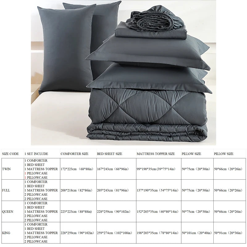 EasYum 7-Piece Solid Comforter Set