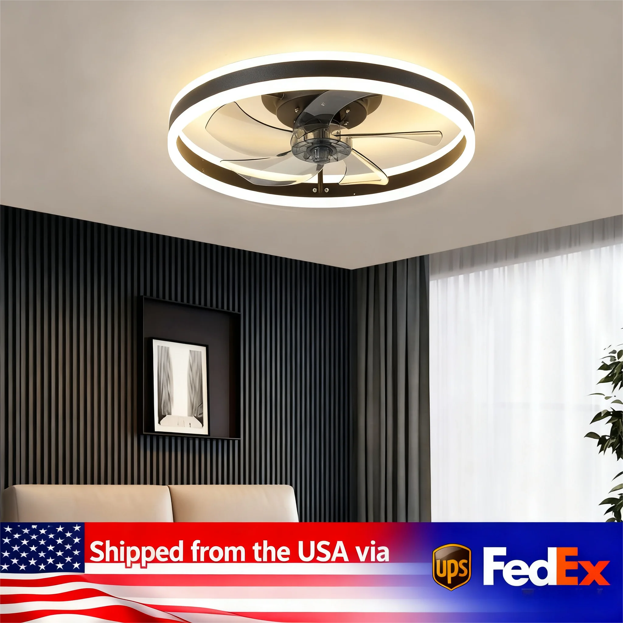 LED Ceiling Fan Fandelier with App and Remote Control