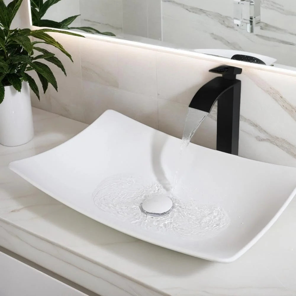 ZAPPO Bathroom Vessel Sink With Drain Bathroom Stone Resin Washbasin Round Above Counter Bowl Sinks for Bar Hotel (No Faucet)