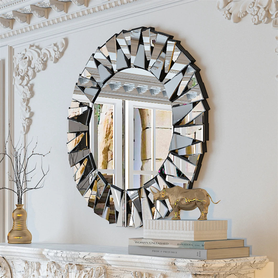 Borwart Round Wall Mirror With Beveled Frame Venetian Style
