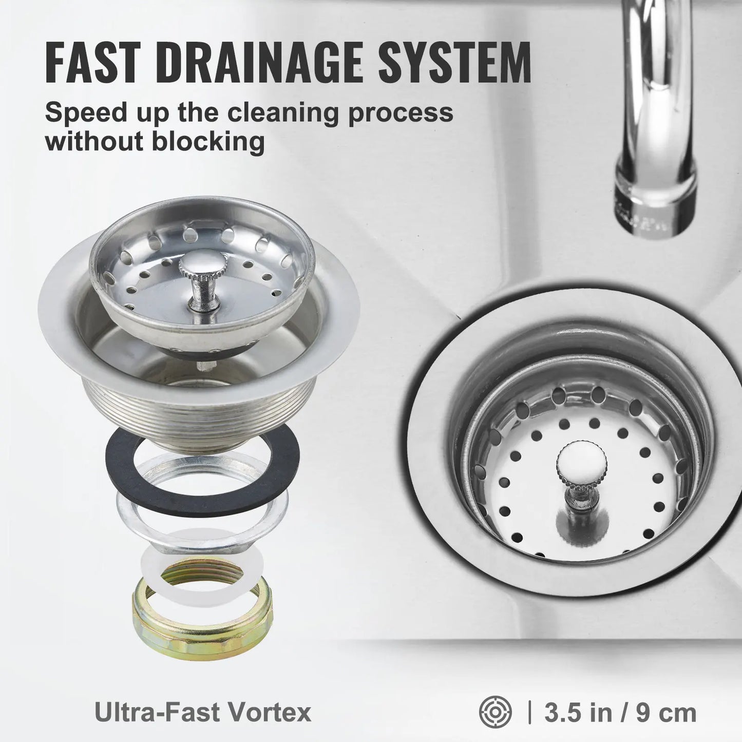 SucceBuy Stainless Steel Kitchen Prep Sink With Faucet Single Bowl