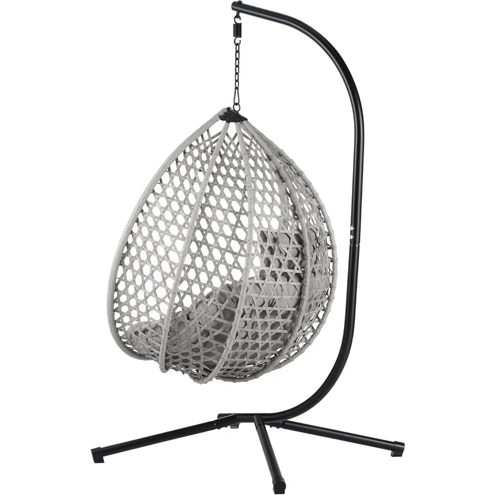 DOONELITH Egg Chair With Stand Outdoor Patio Wicker Swing