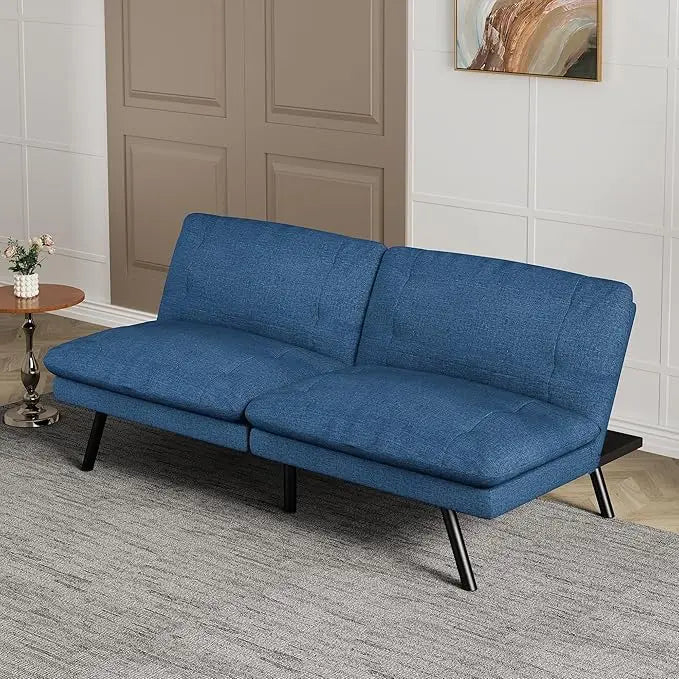 Faux Leather Futon Sofa Bed Convertible Couch Memory Foam Sleeper