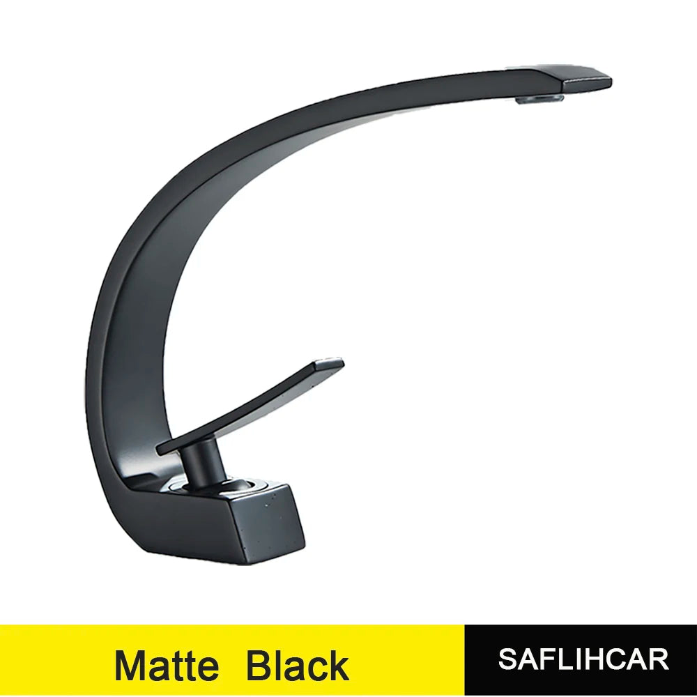 SAFLIHCAR Polished Golden Bathroom Faucet Single Handle Hot Cold Deck Mount