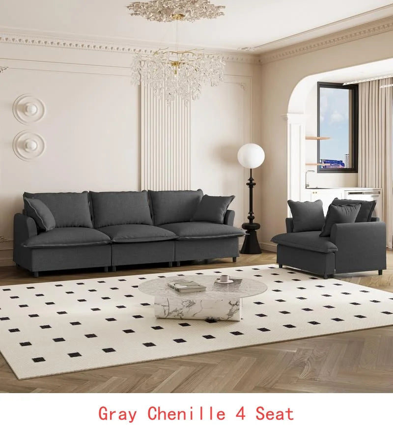 CN Sichuan Chenille Sofa Set With Throw Pillows Living Room