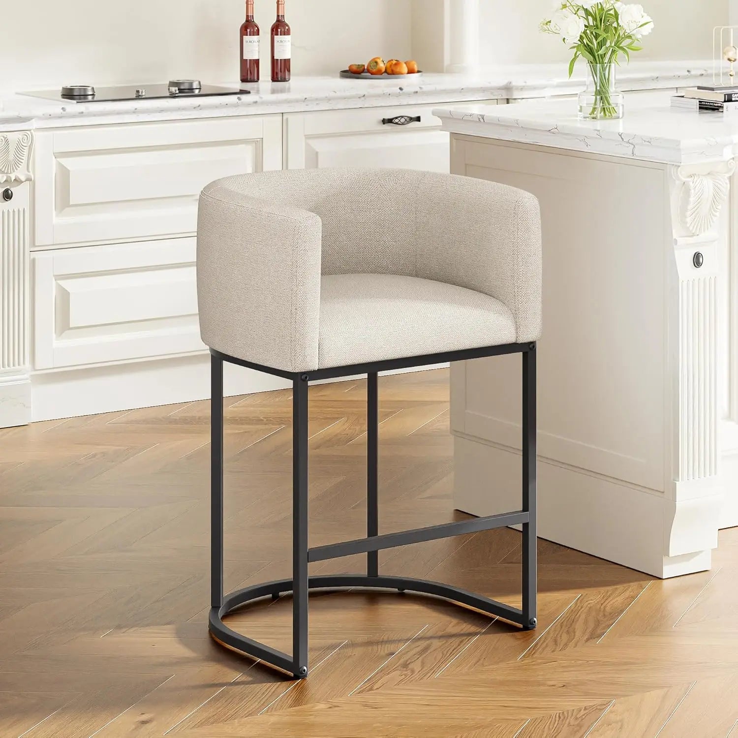 Tongyue Modern Barrel Counter Bar Stools Set Of Two