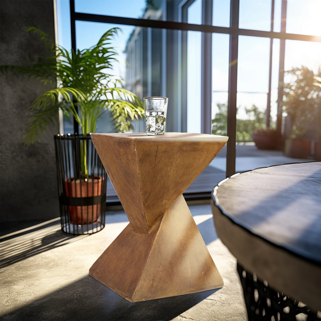 Wisfor Lightweight Concrete Triangle Accent Table For Indoor Outdoor Use