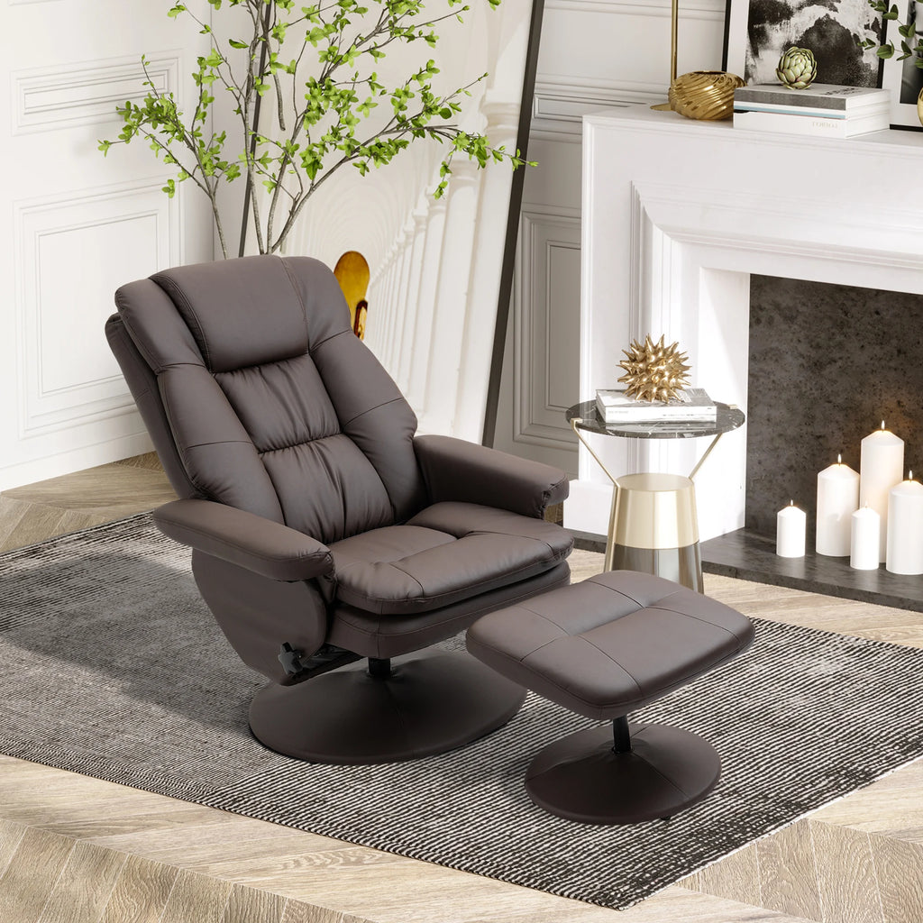 HOMCOM Modern PU Leather Recliner Chair With Footrest