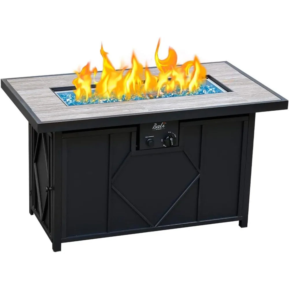 Rectangular Propane Gas Fire Pit Table For Outdoor Patio Backyard 60,000 BTU