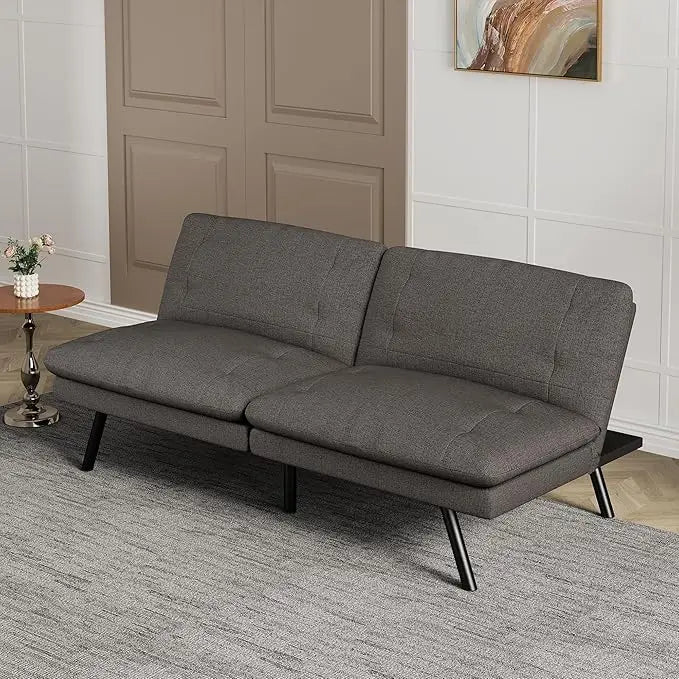 Faux Leather Futon Sofa Bed Convertible Couch Memory Foam Sleeper