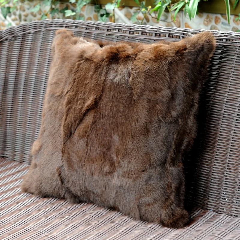 XZWDSICN Natural Rabbit Fur Patchwork Cushion For Sofa