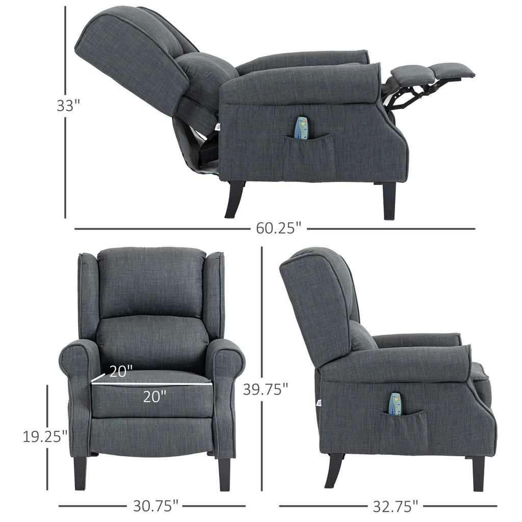 HOMCOM Relaxing Fabric Heated Massage Chair With Remote