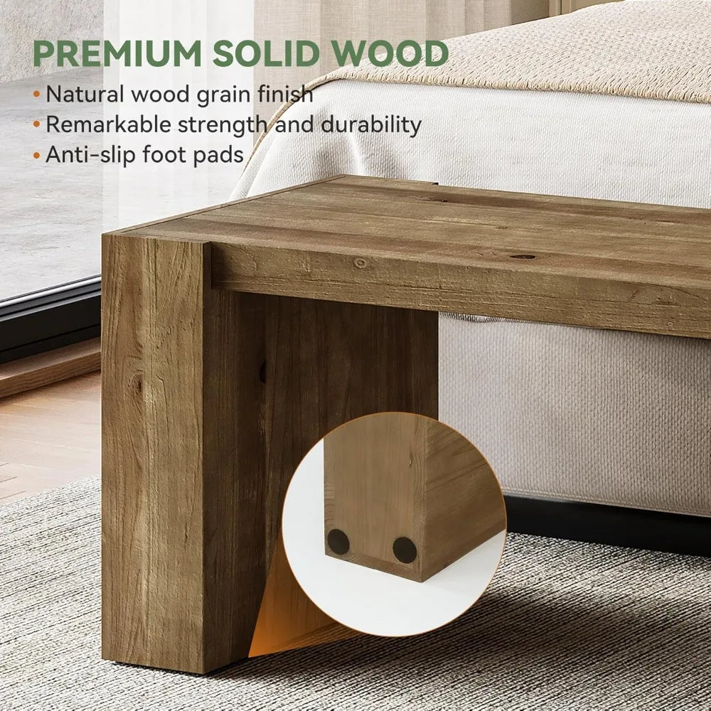 Farmhouse Solid Wood Entryway Bench TV Stand Frame