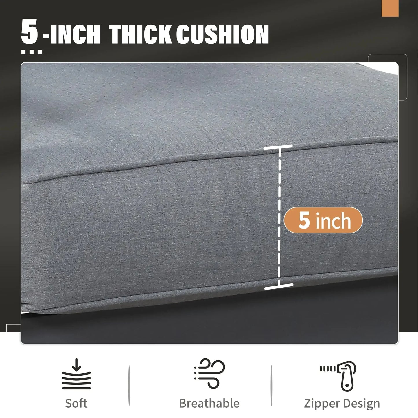 General Use Outdoor Patio Sofa Three Seater Metal Frame With Cushions