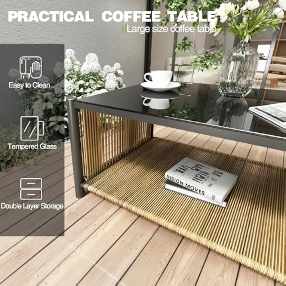 DAFIFY Outdoor Patio Furniture Set Four Pieces Cushions