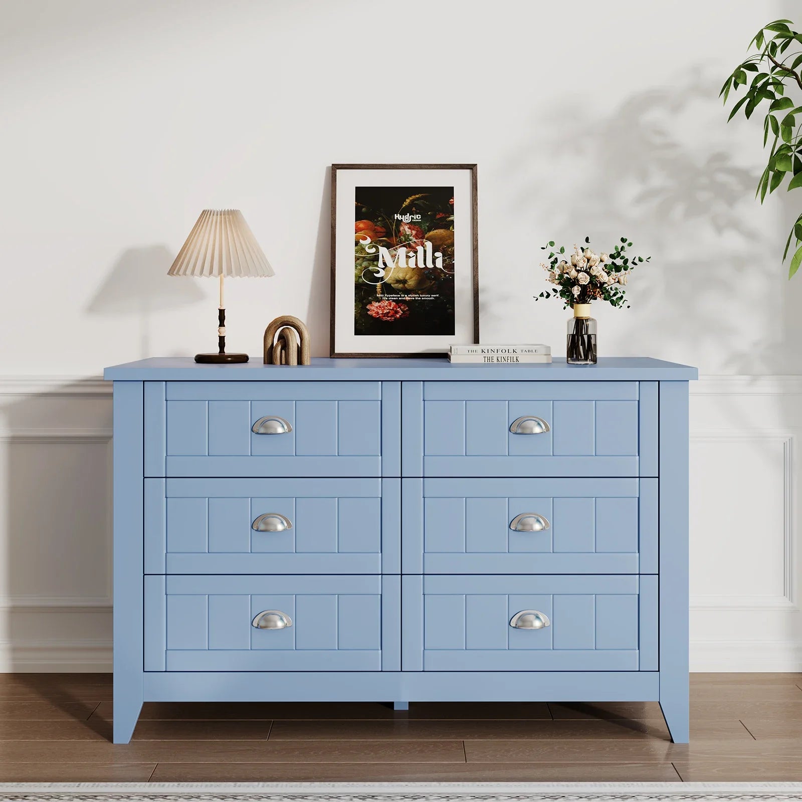 General Use Modern 6 Drawer Wooden Dresser For Bedroom