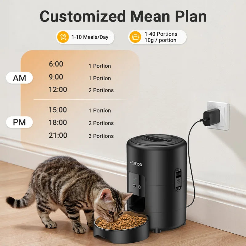 ROJECO Automatic Cat Feeder 2L Smart WiFi App Remote Control