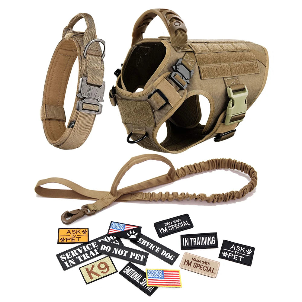 PETRAVELCN Tactical Dog Harness Vest Set With Patches