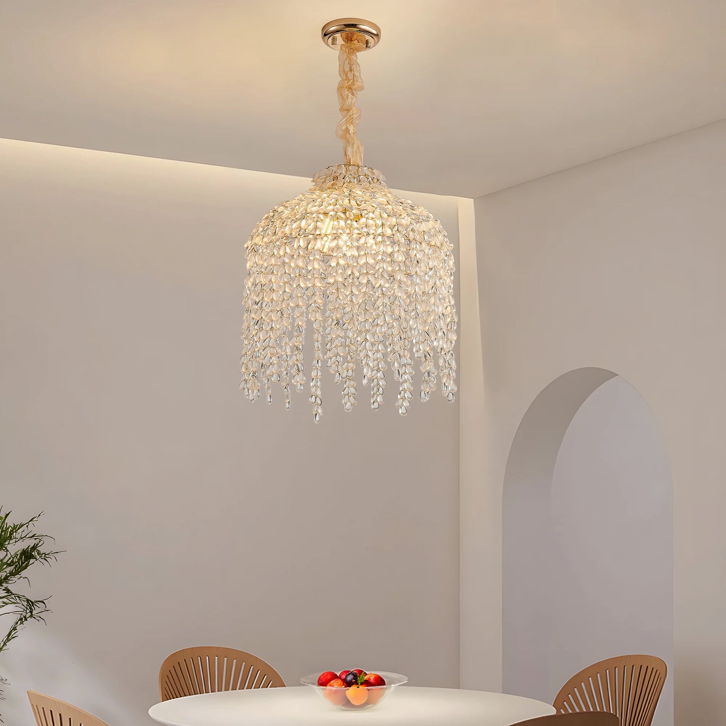 ARLGSITE Five-Light Crystal Pendant Chandelier Waterfall Design