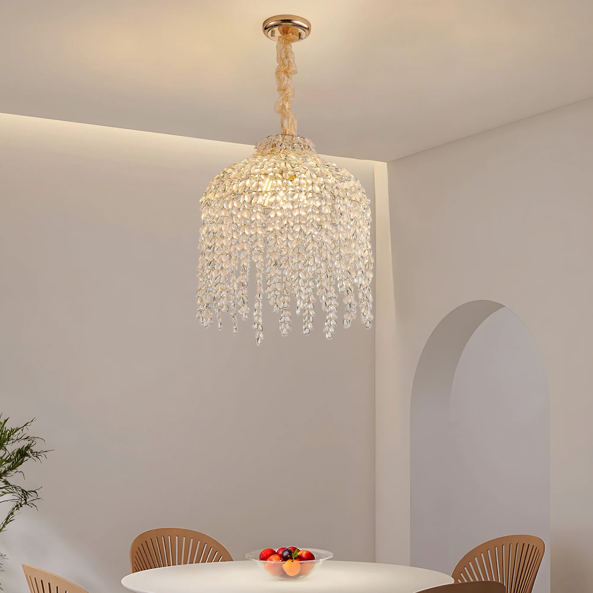 ARLGSITE Five-Light Crystal Pendant Chandelier Waterfall Design