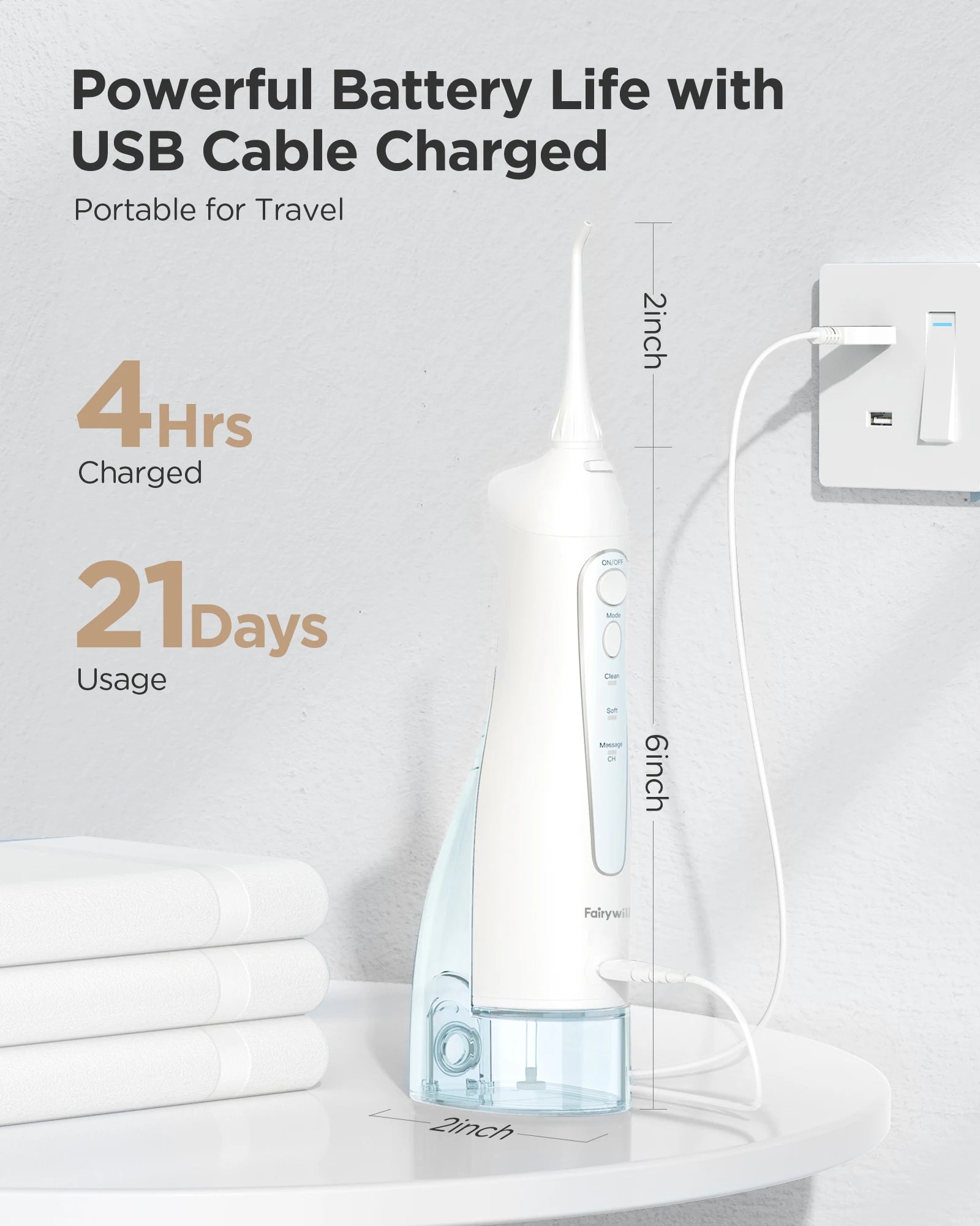 Fairywill Water Flosser And Electric Toothbrush Portable