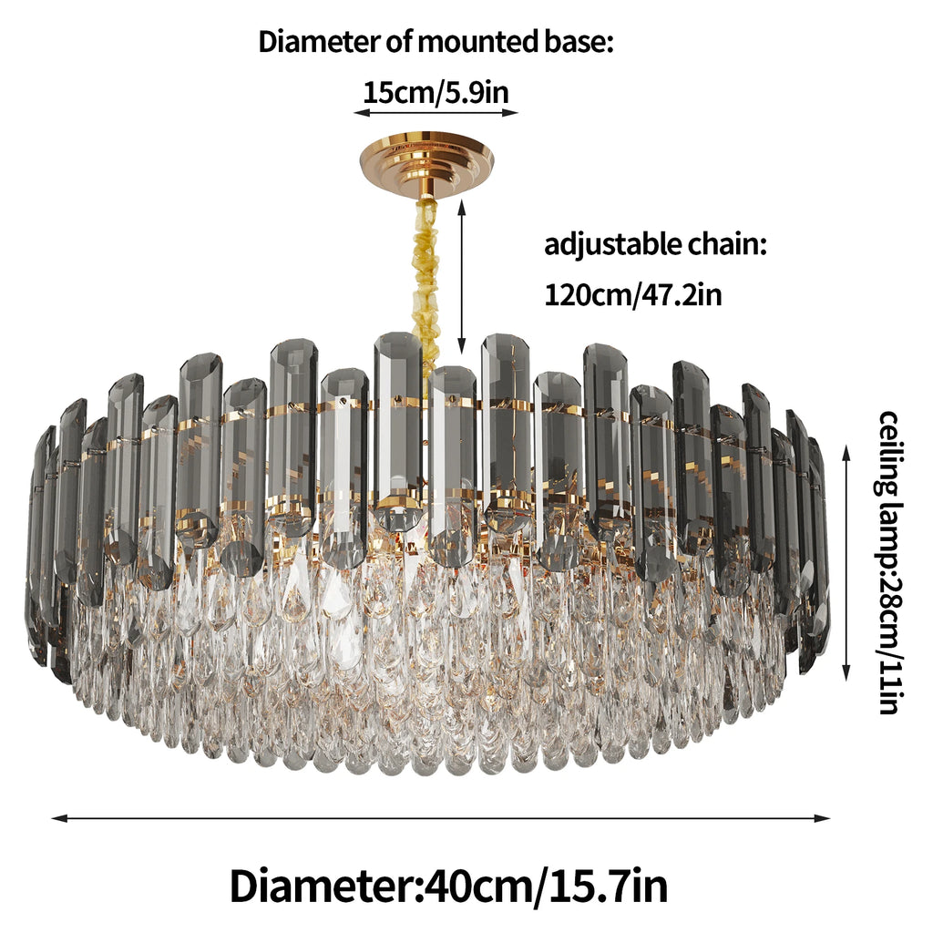 Vrygle Crystal Chandelier Modern Ceiling Lamp 3 Lights
