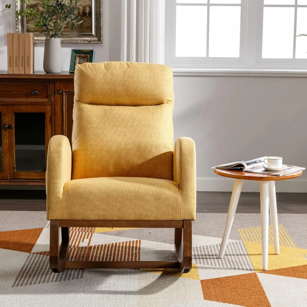 RBXC Nursery Rocking Chair Upholstered Glider With High Backrest