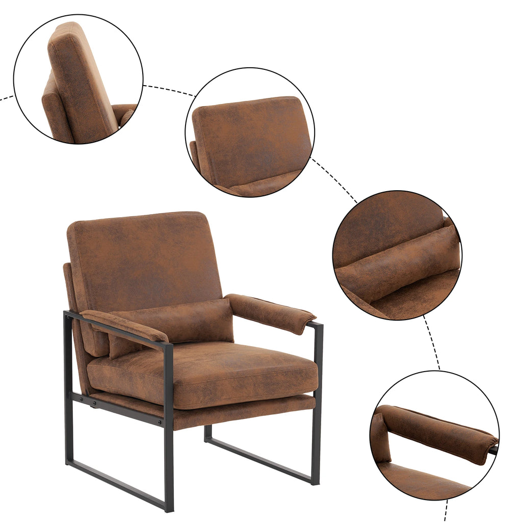 Iron Frame Chair With Cloth Upholstery Indoor Leisure Chair