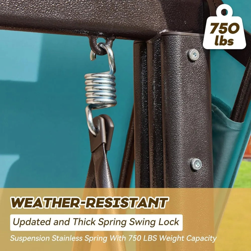 Steel Outdoor Three Seat Porch Swing With Adjustable Canopy